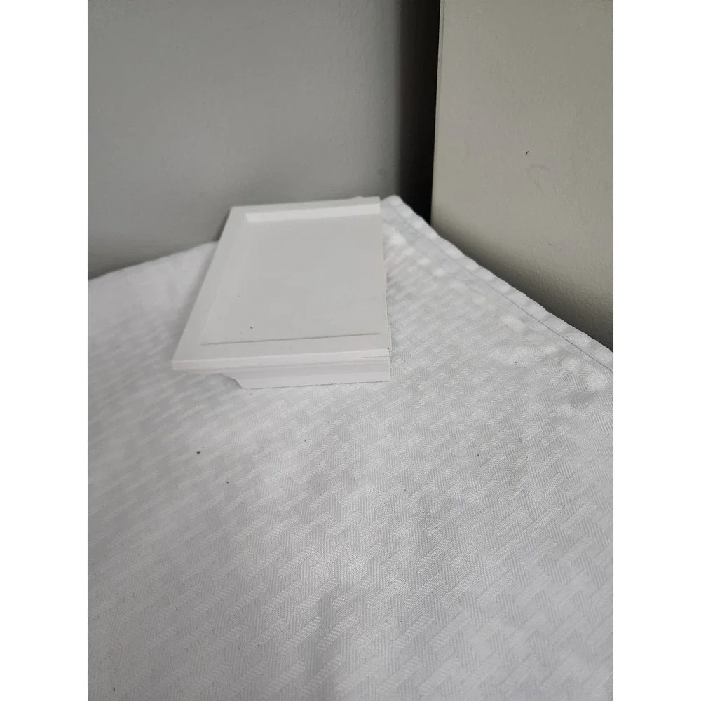 Small White Floating Wall Shelf Recessed Display Ledge with Keyhole Hangers